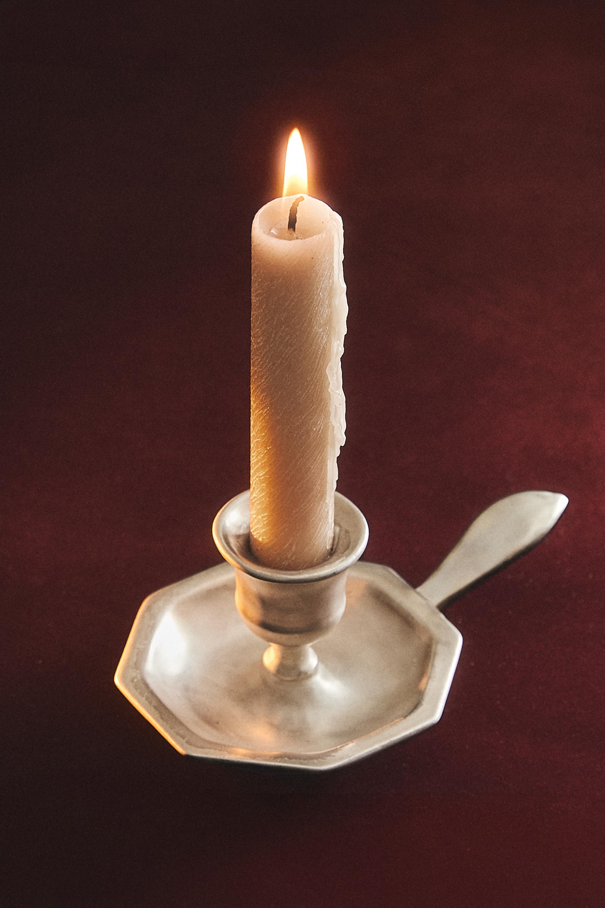 SILVER CERAMIC CHRISTMAS CANDLESTICK